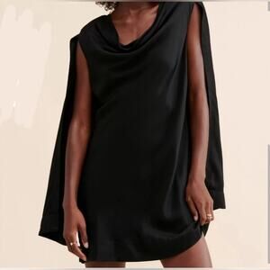 NWT Anthropologie Maeve LBD Cowl Neck Cape Long Sleeve Mini Dress Size 2